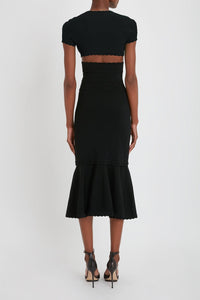 Cropped Short Sleeve Top - Black