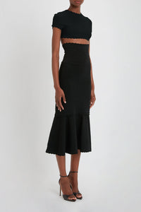 Cropped Short Sleeve Top - Black