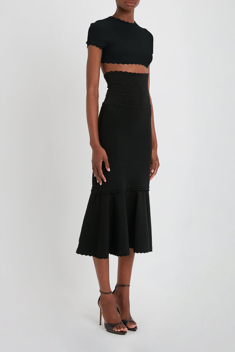 Cropped Short Sleeve Top - Black