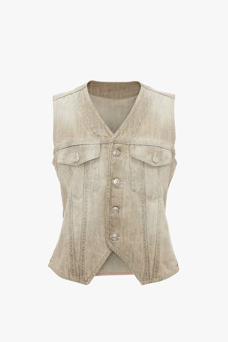 Denim Waistcoat - Light Grey Wash