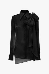 Tie Neck Blouse - Black
