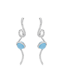1qty DJV / QTY DISPO : 1-QTY VENDUES : 0-ST : 0% PRIX DJV : 695€ // Or gris 18 ct Boucles d'oreilles en or gris pavée de Burmalite™ blanche entourant une perle turquoise synthétique /// RECO : 580€