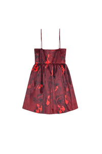 Robe courte à bretelles imprimée floral en satin - Winery