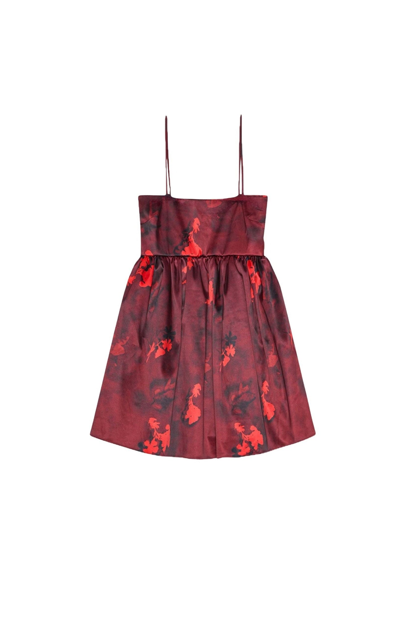 Robe courte à bretelles imprimée floral en satin - Winery