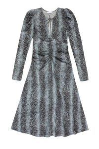Robe midi froncée à imprimé animal - Celestial Blue