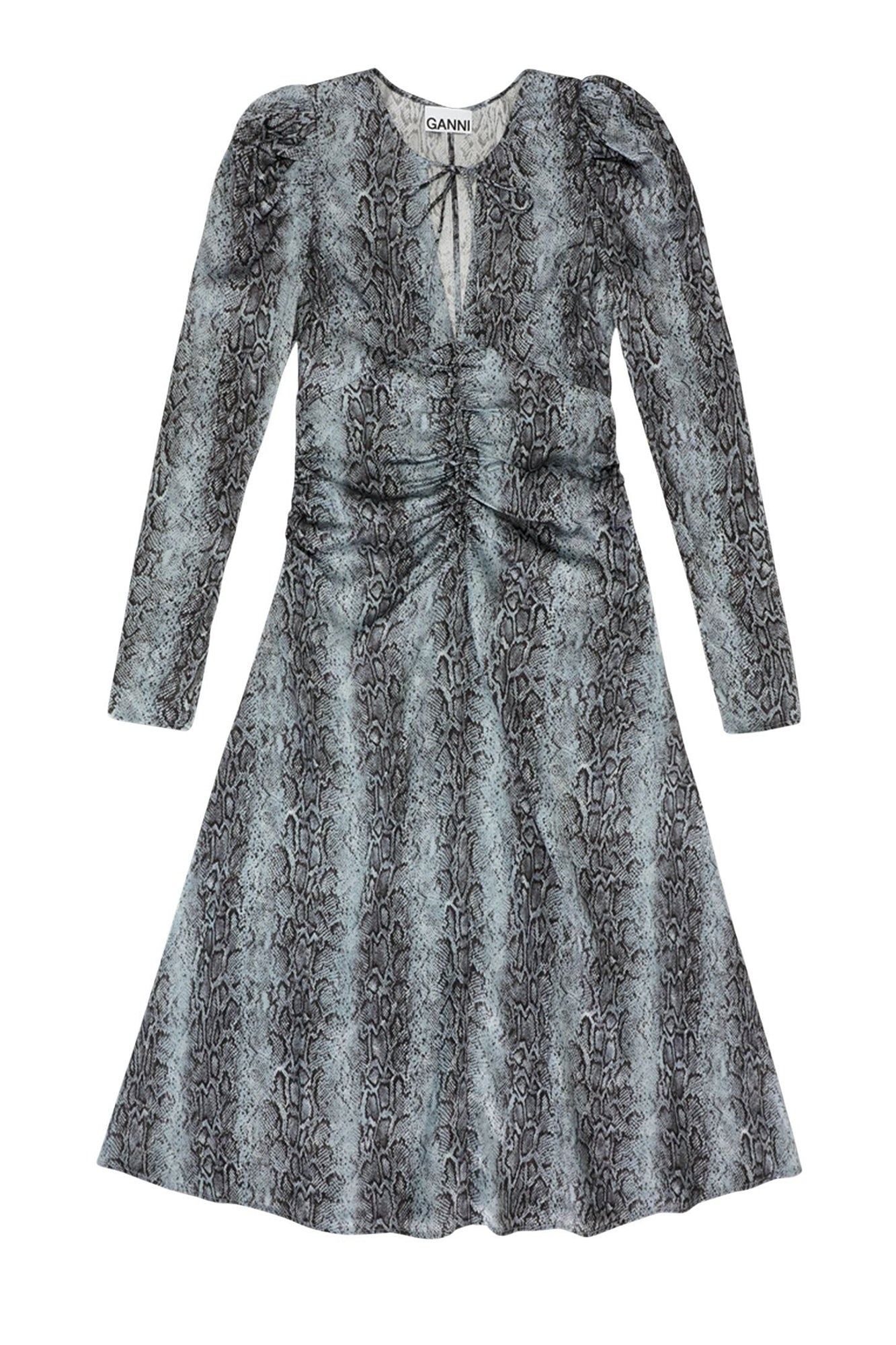 Robe midi froncée à imprimé animal - Celestial Blue