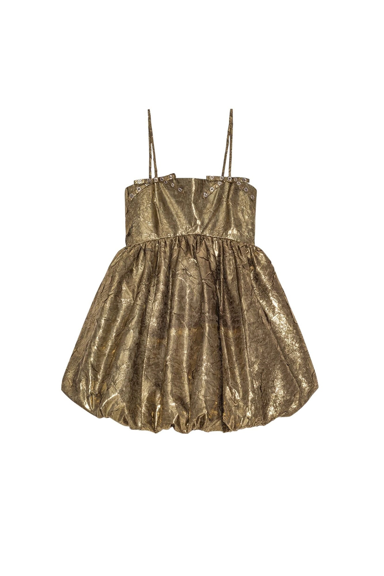 Robe courte avec bretelles plissées - Gold