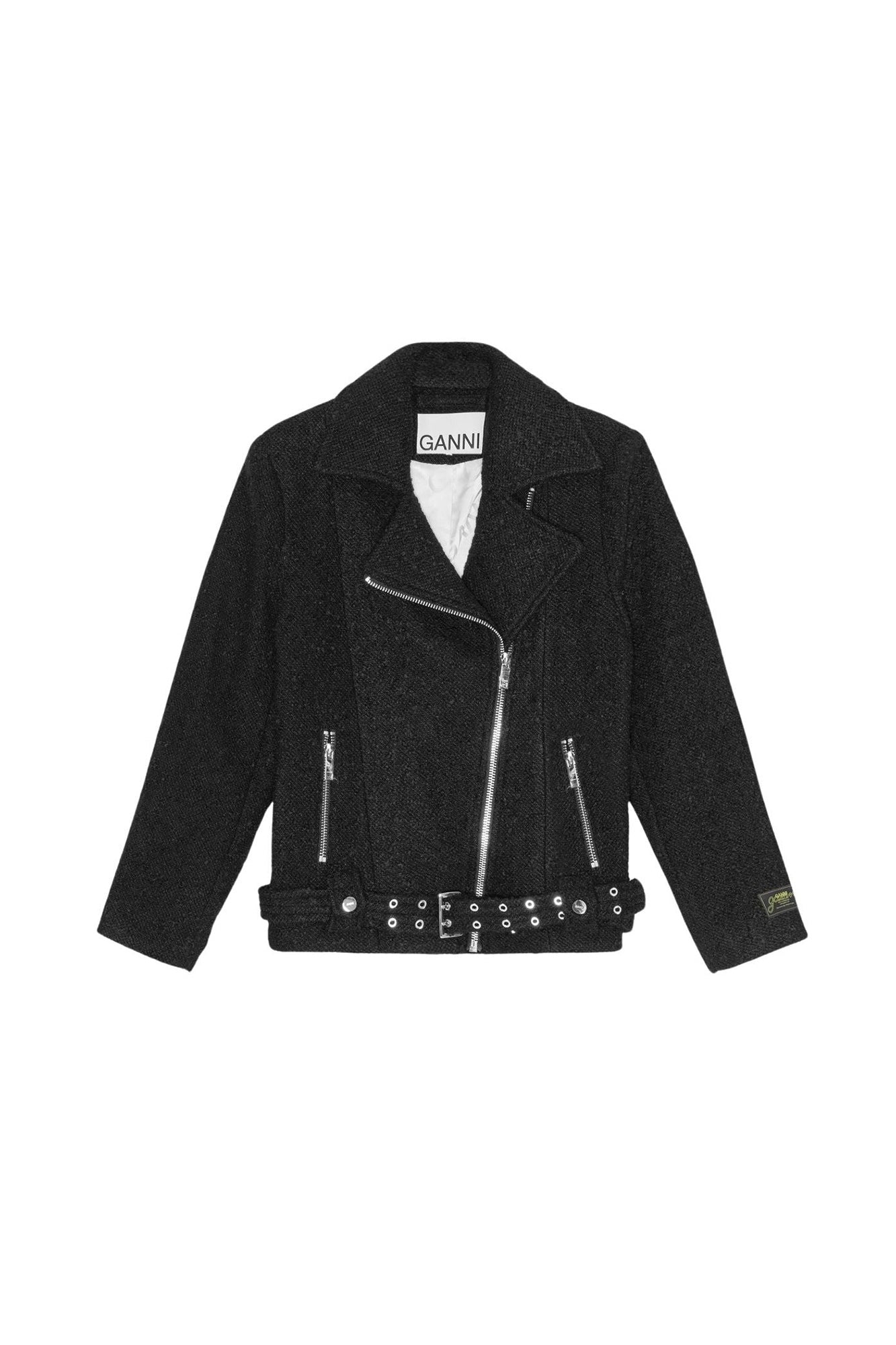 Veste bouclée texturée en laine mélangée - Black