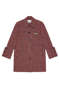 Veste mi-longue à carreaux en laine - Racing Red