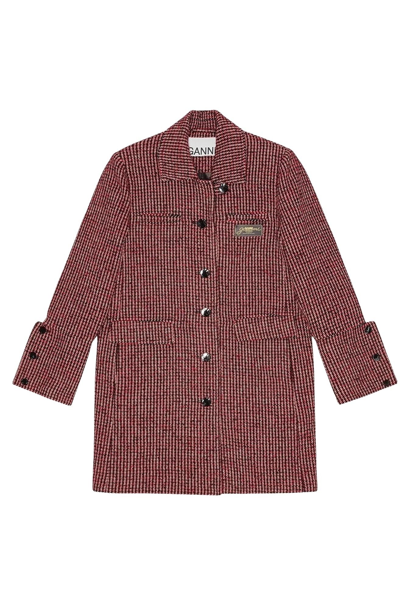 Veste mi-longue à carreaux en laine - Racing Red