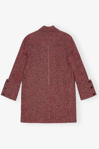Veste mi-longue à carreaux en laine - Racing Red
