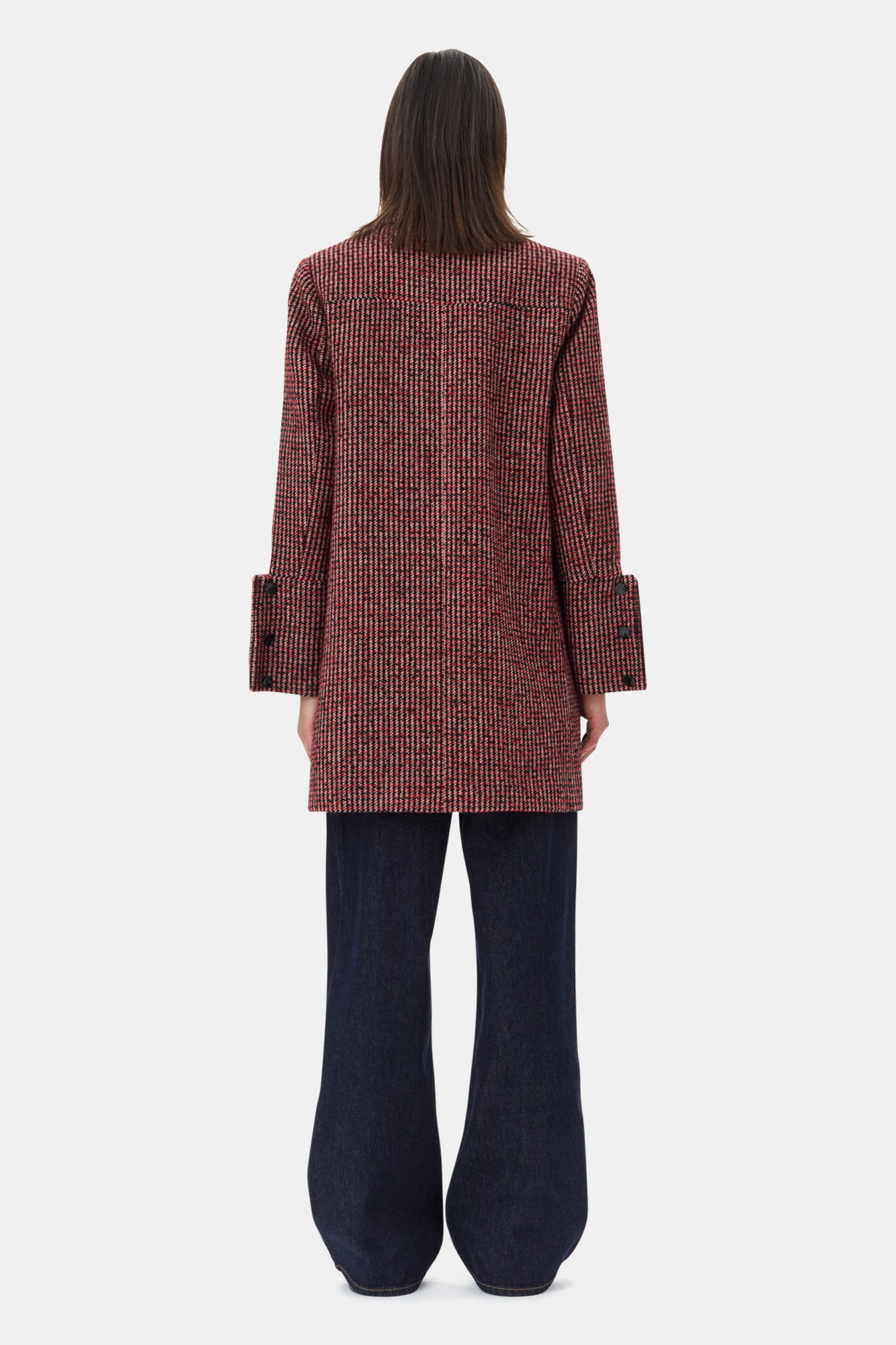 Veste mi-longue à carreaux en laine - Racing Red