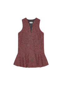 Robe courte à carreaux en laine - Racing Red