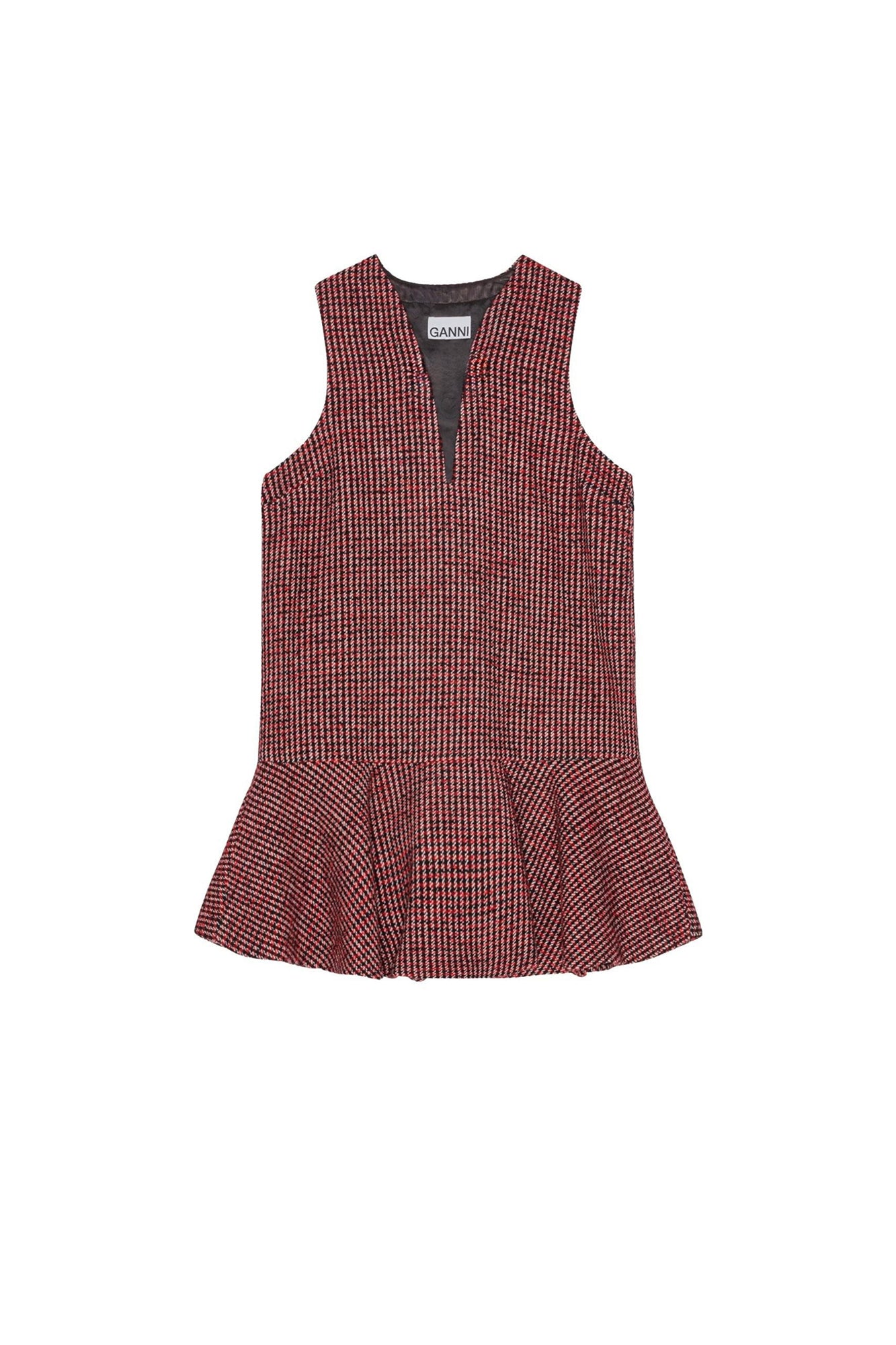 Robe courte à carreaux en laine - Racing Red