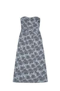 Robe bustier floral en jacquard - Illusion Blue