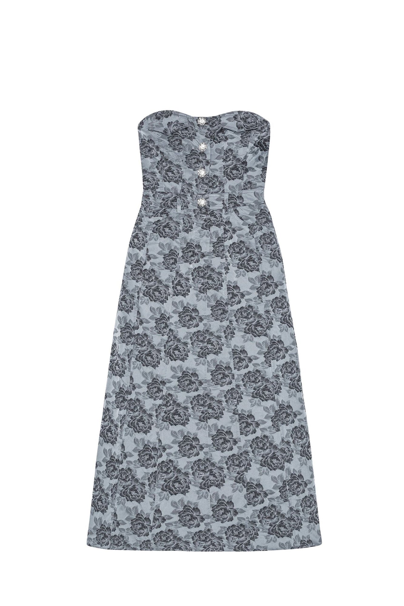 Robe bustier floral en jacquard - Illusion Blue