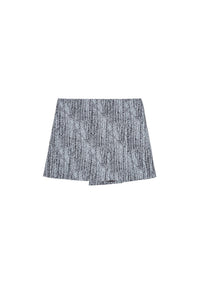 Jupe courte portefeuille en tweed - Celestial Blue