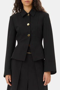Blazer ceintré en twill - Black