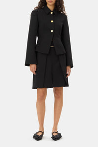 Blazer ceintré en twill - Black
