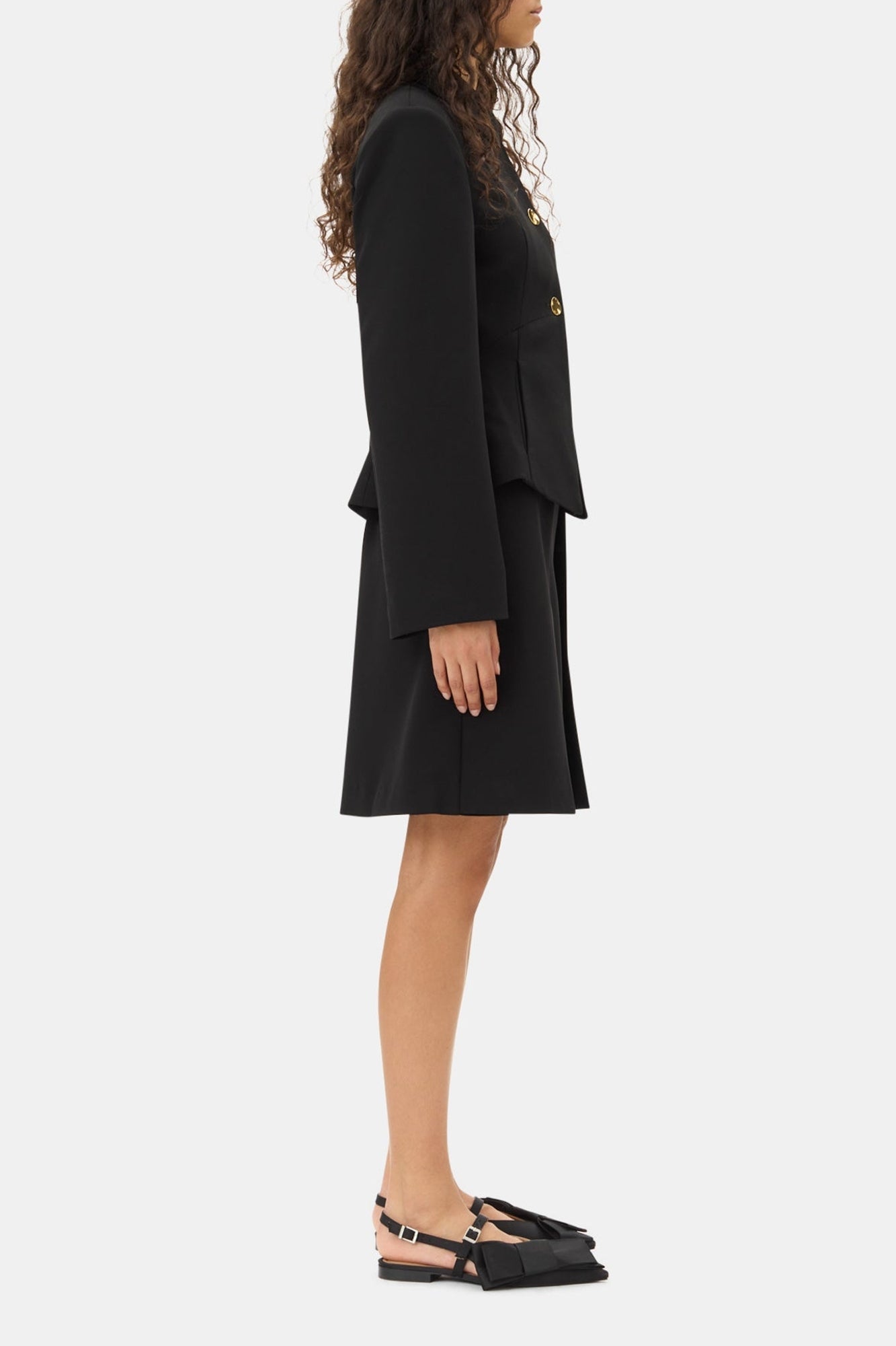 Blazer ceintré en twill - Black