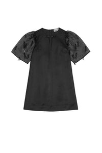 Robe courte en organza à franges - Black