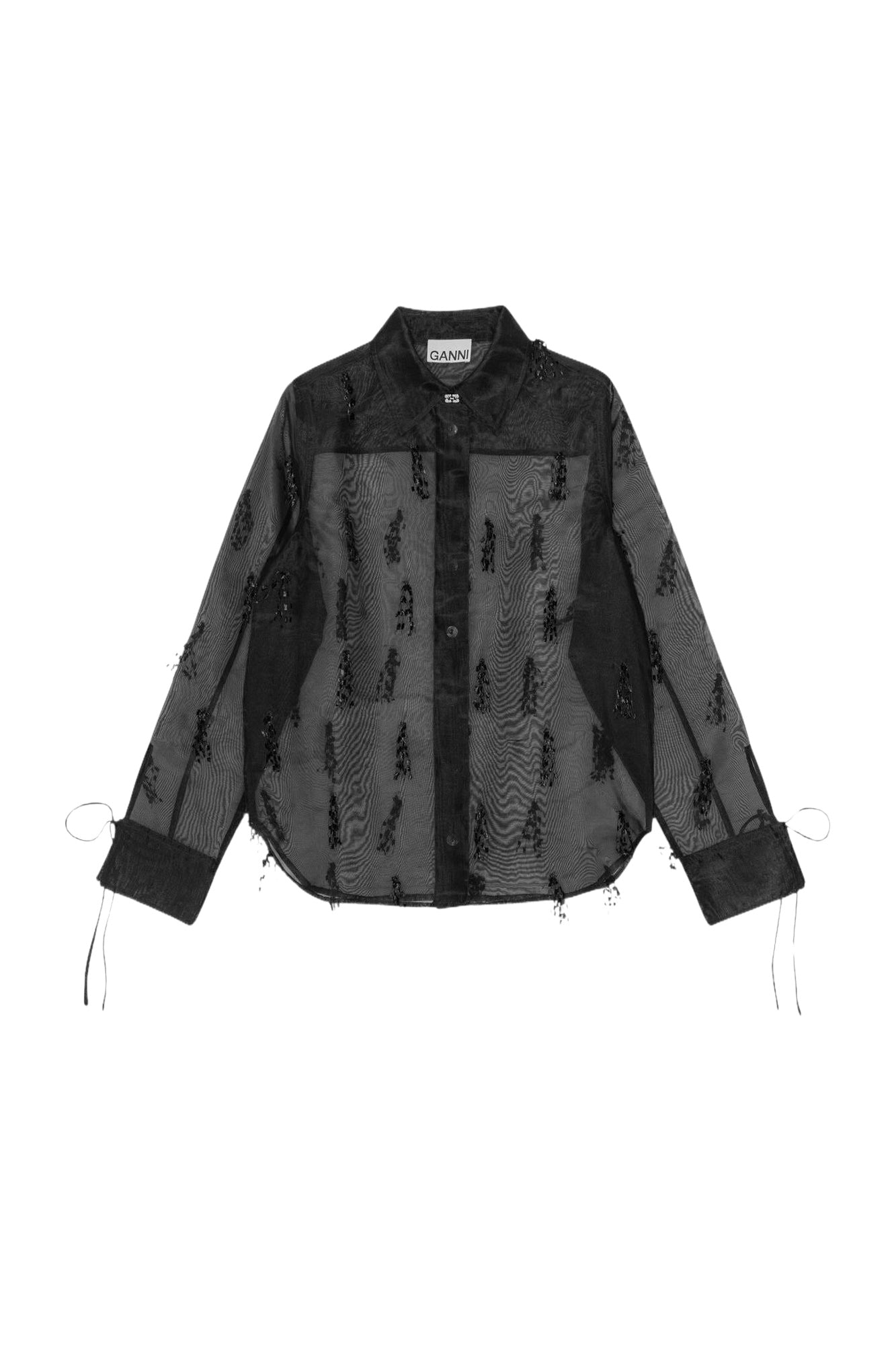 Chemise Fringed Organza - Black