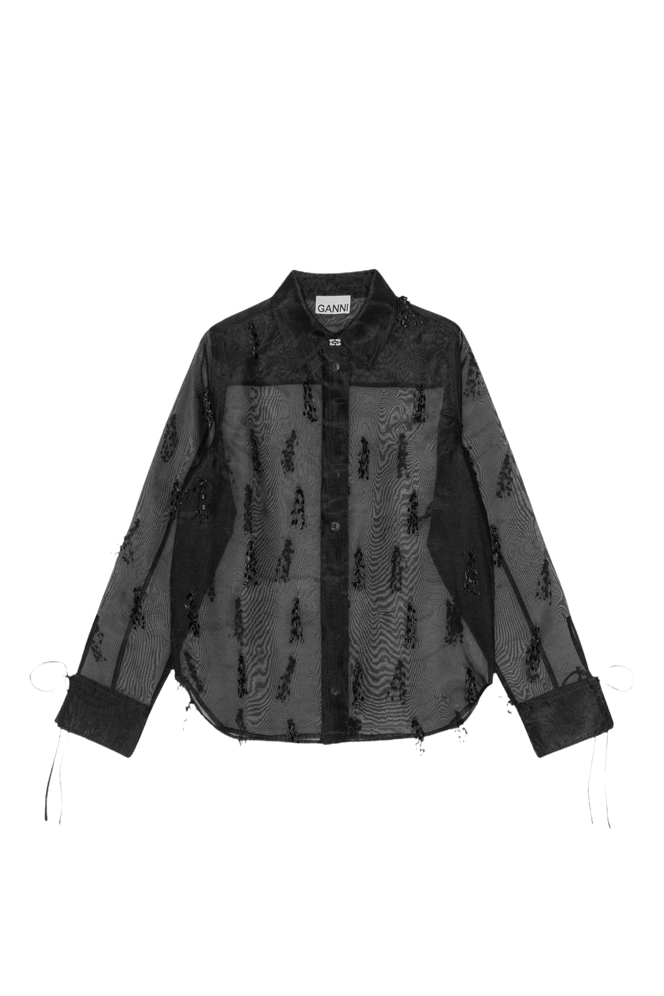 Fringed Organza Shirt - Black