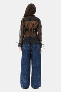 Chemise Fringed Organza - Black