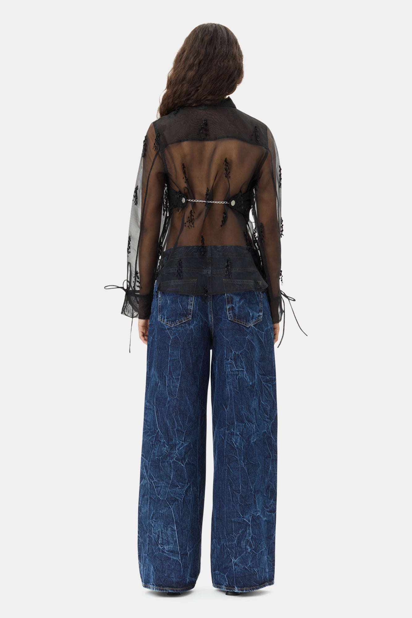 Chemise Fringed Organza - Black