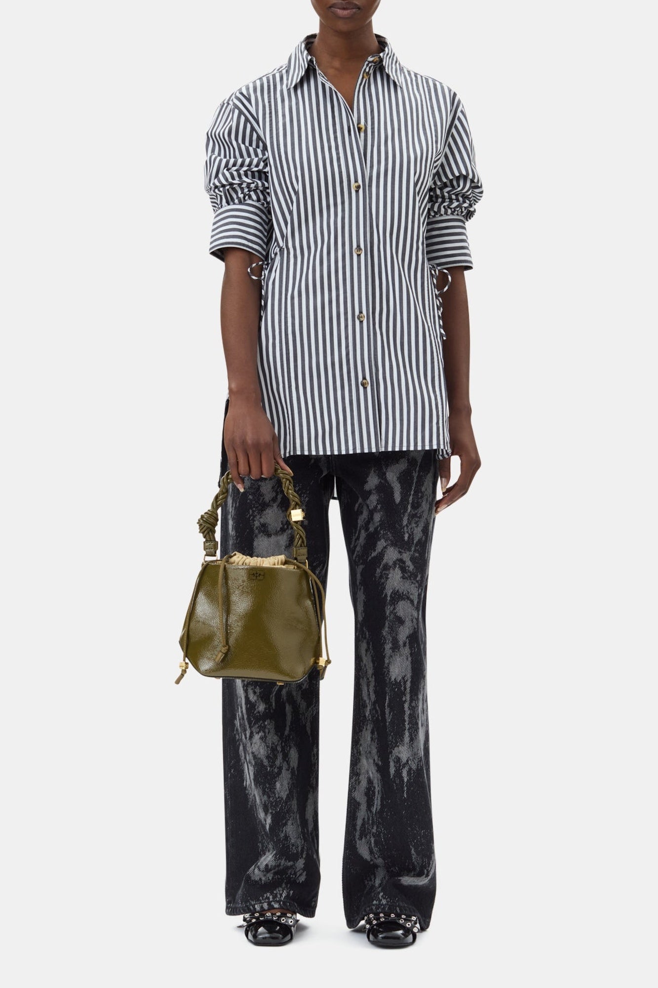 Chemise oversize à rayures - Black