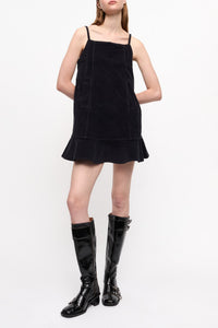 Robe courte à bretelles délavé en velours côtelé - Sky Captain