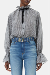 Blouse à col et manches volantées - Black