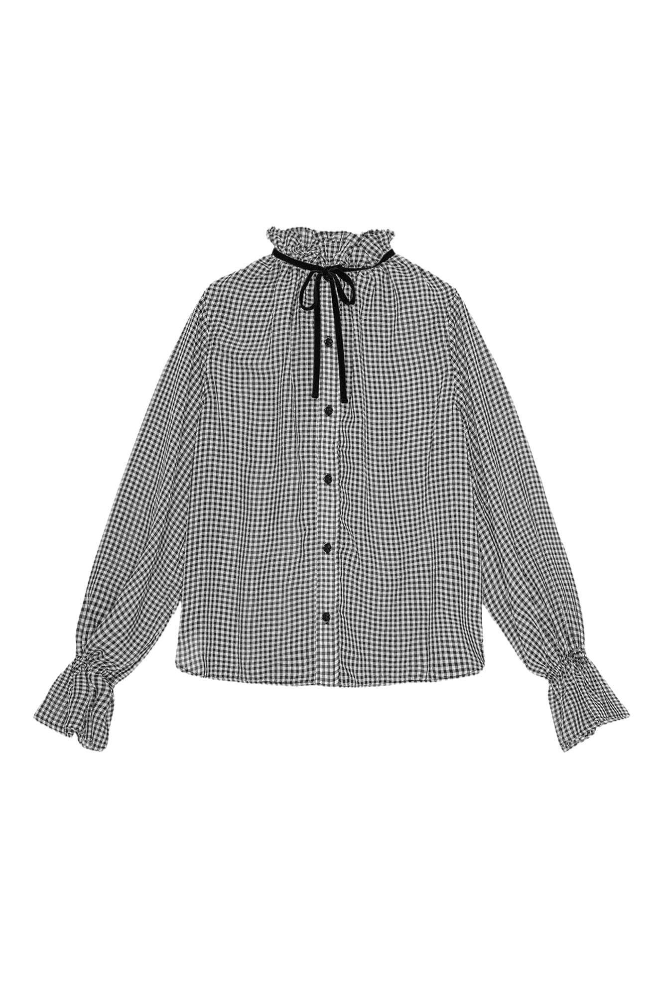 Blouse à col et manches volantées - Black