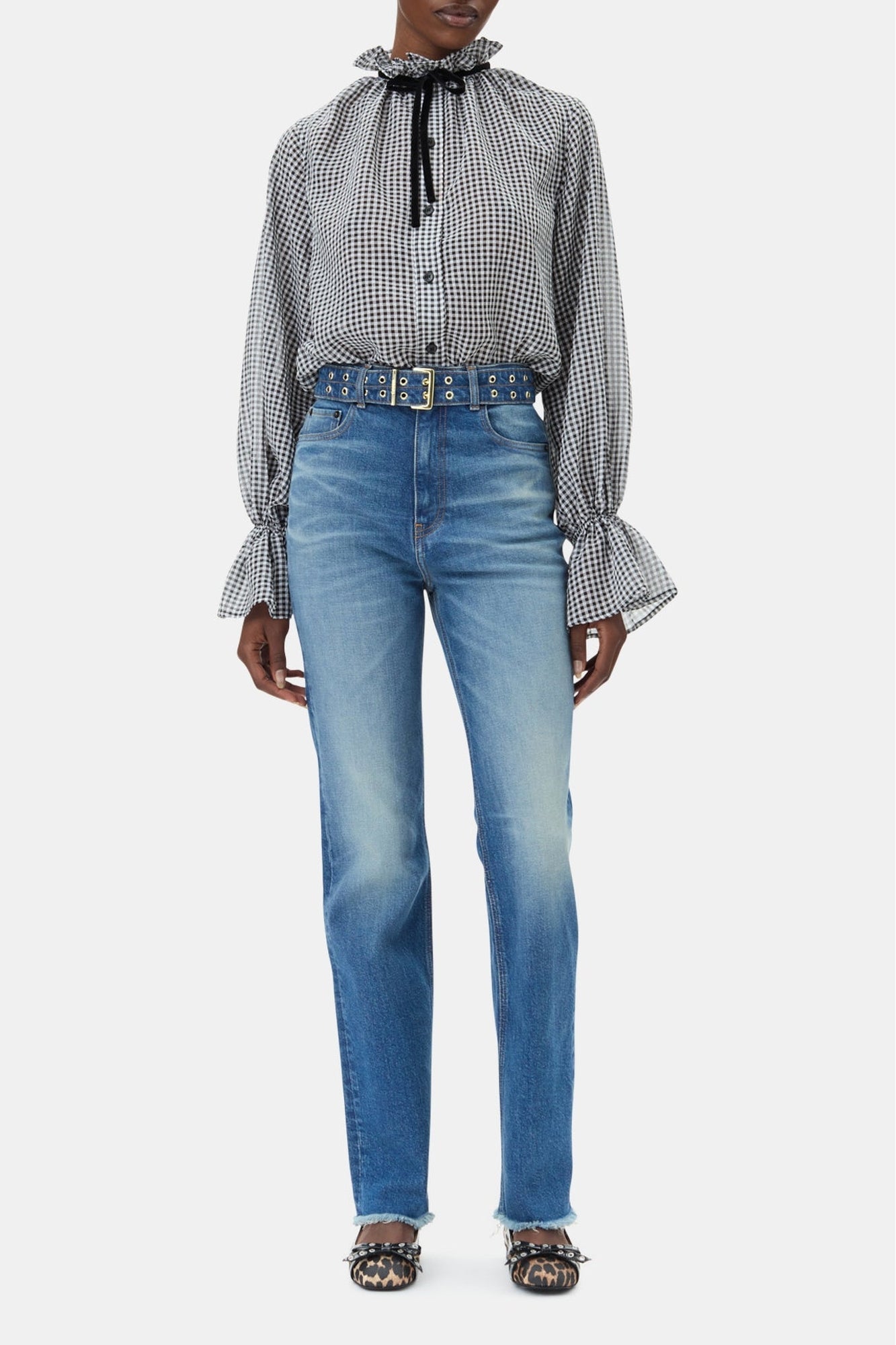 Blouse à col et manches volantées - Black
