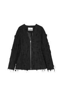 Fringed tweed jacket - Black