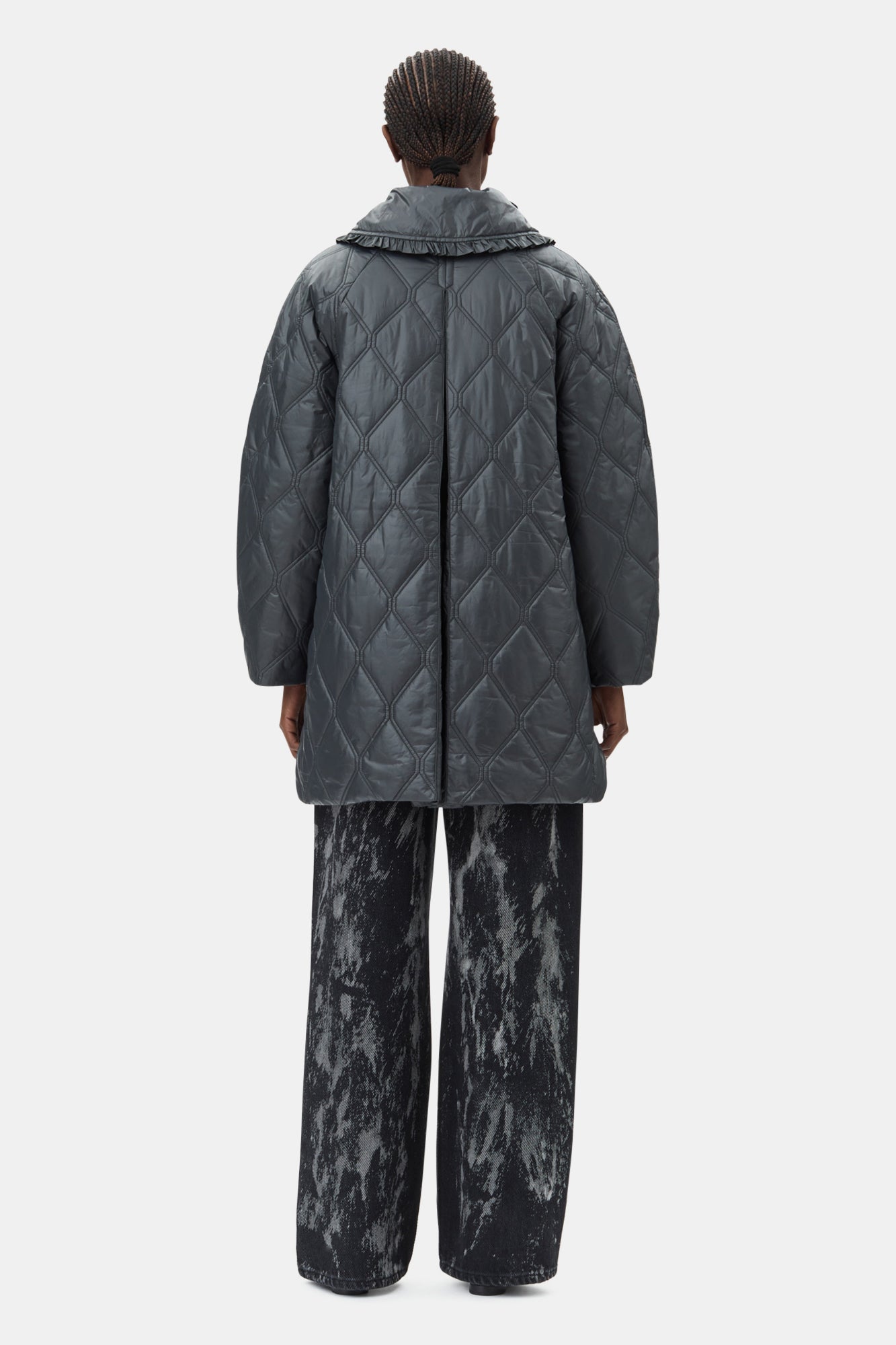Veste mi longue matelassée - Black Sand