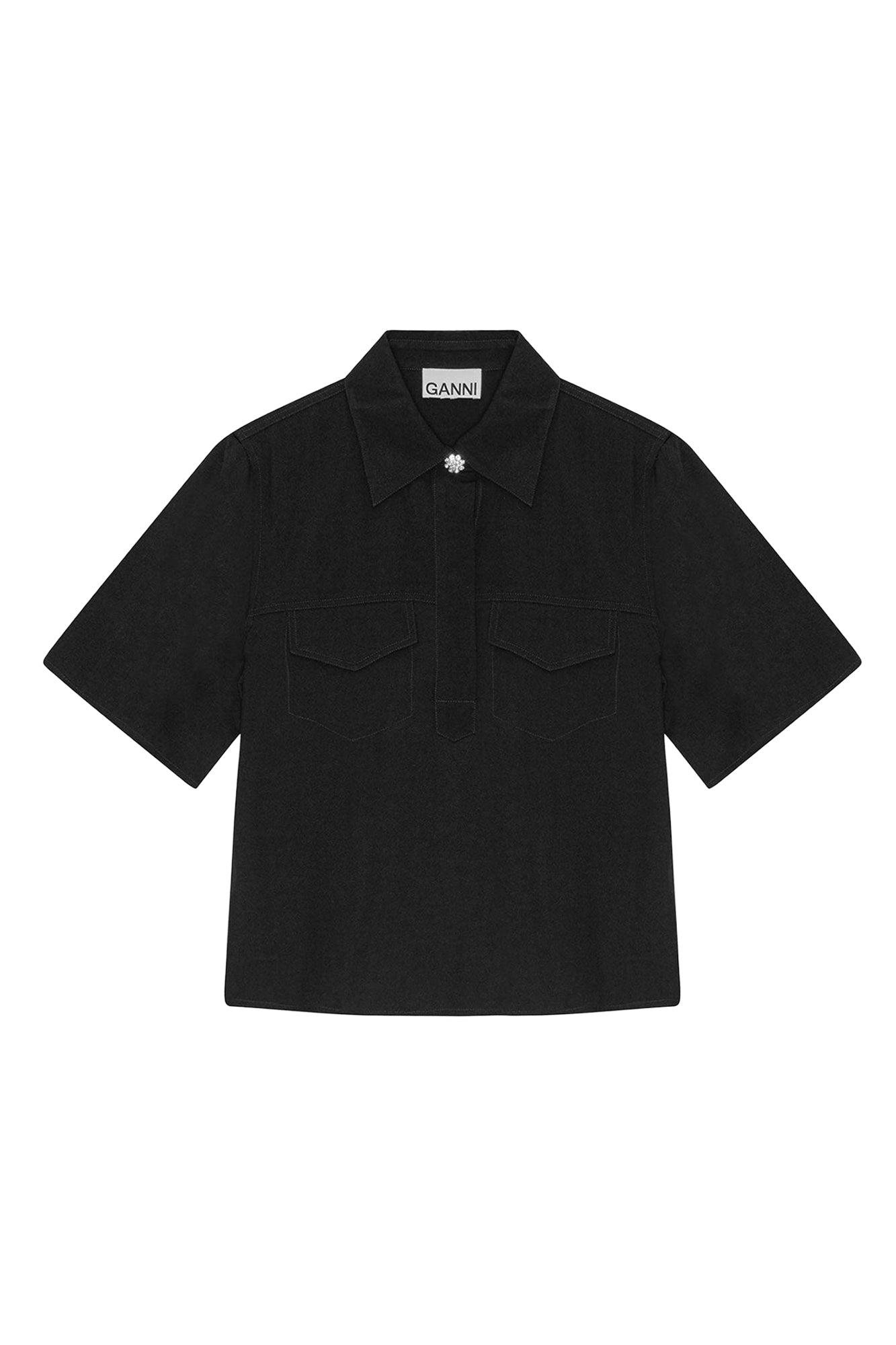 Short-sleeved shirt with pockets - Black