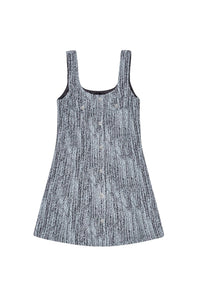 Cotton tweed short dress - Celestial Blue
