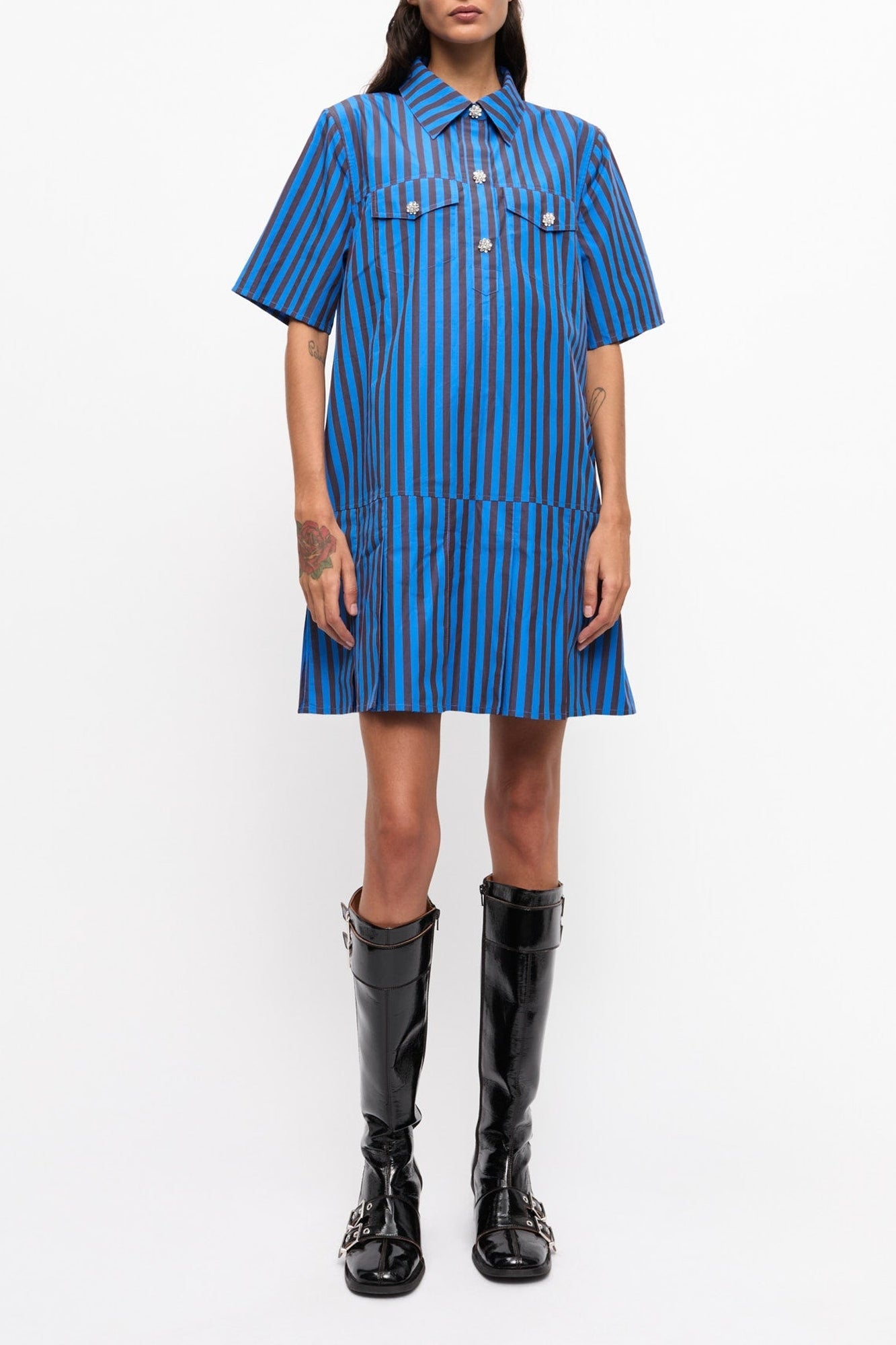 Robe courte rayé en coton - Port Royale