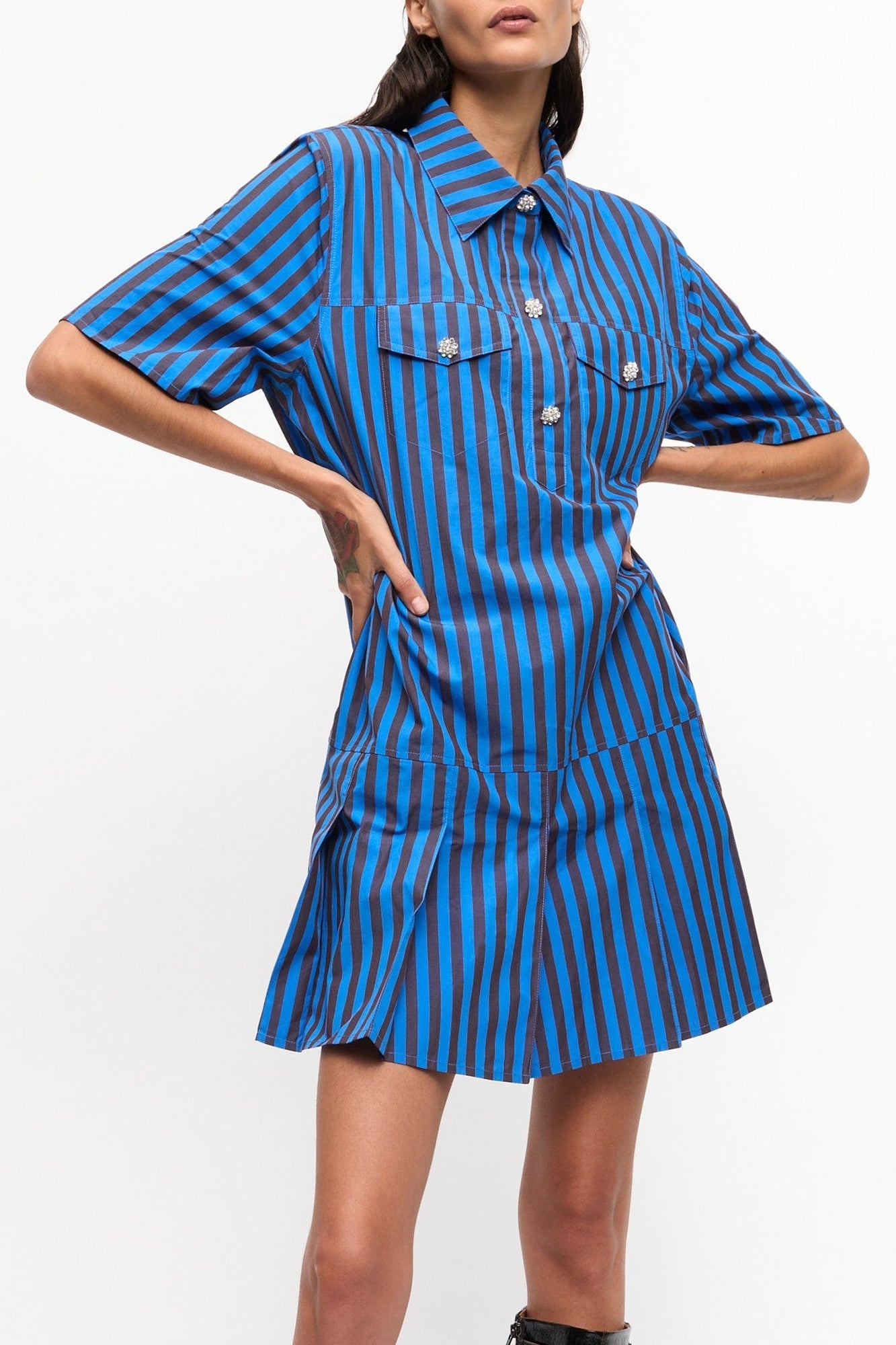 Robe courte rayé en coton - Port Royale