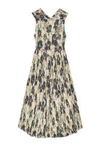 Robe midi à bretelles smockées, plissée et imprimée - Afterglow
