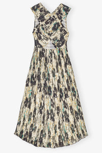 Robe midi à bretelles smockées, plissée et imprimée - Afterglow