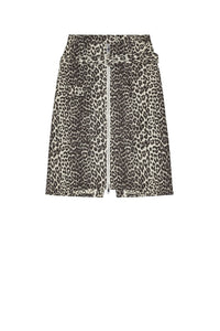Jupe midi de coton à imprimé animal en tweed - Leopard