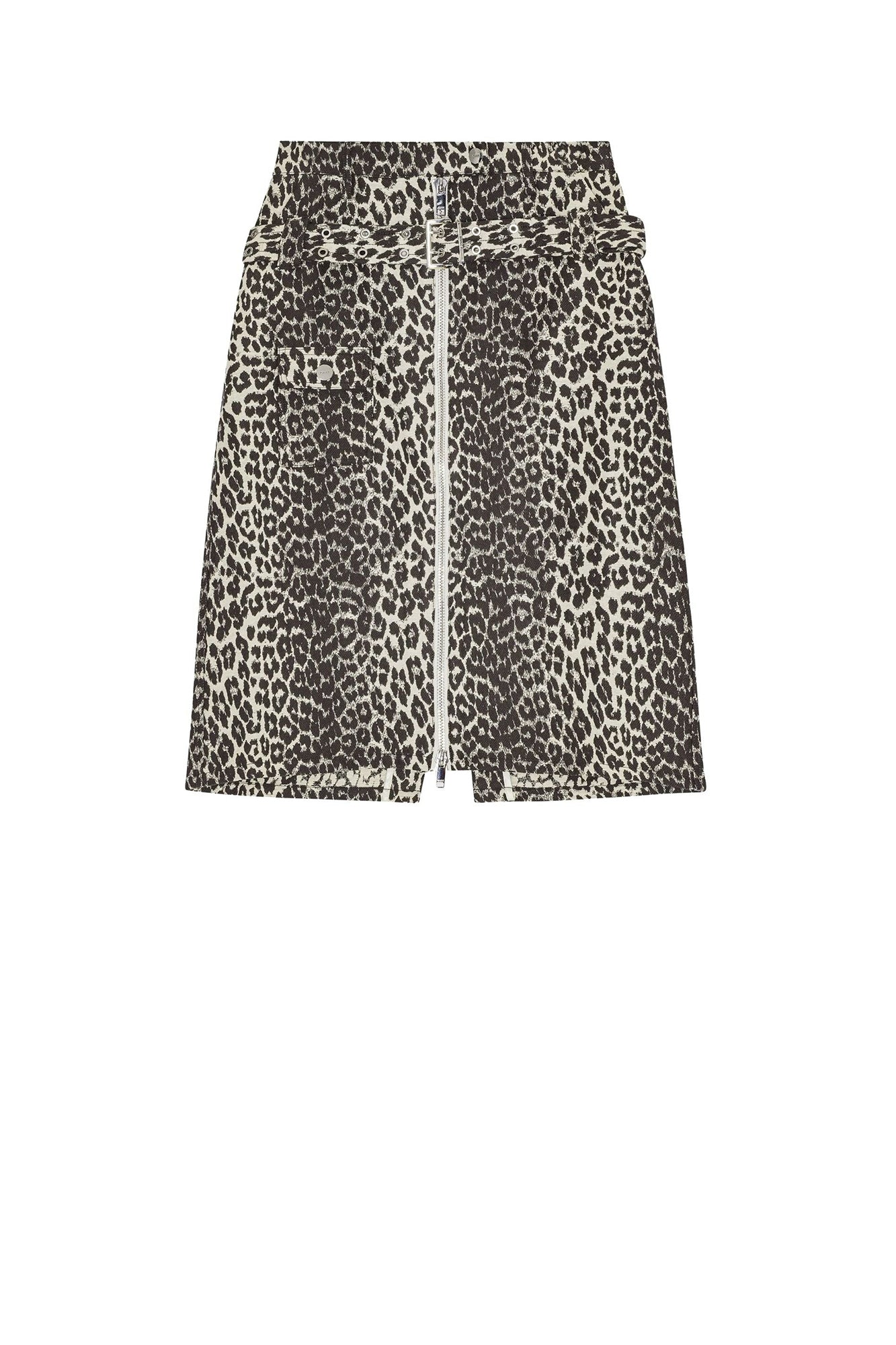 Jupe midi de coton à imprimé animal en tweed - Leopard