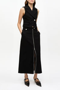 Short zipped crepe skirt - Black