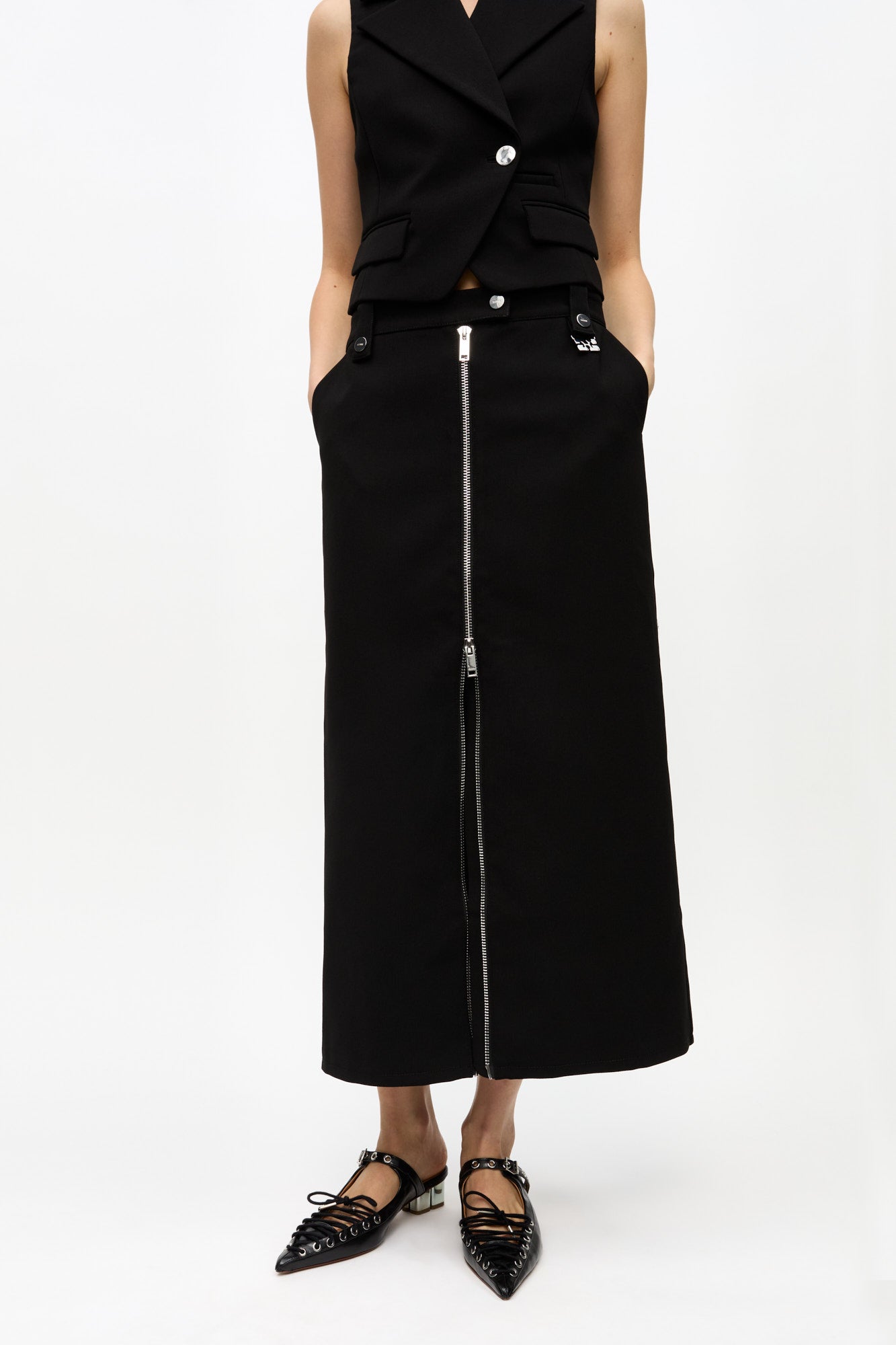 Jupe cpurte zippé en crêpe - Black