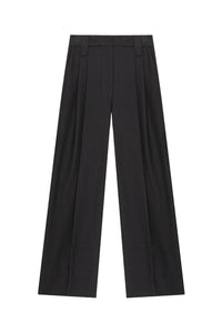 Cotton mid-rise trousers - Black