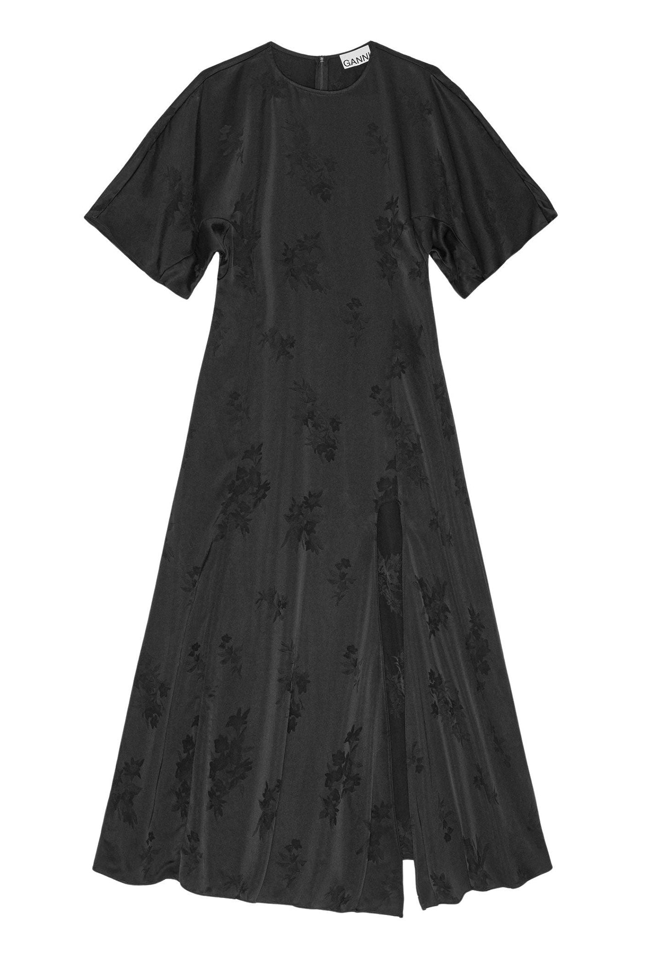 Robe fendue en jacquard de satin - Black