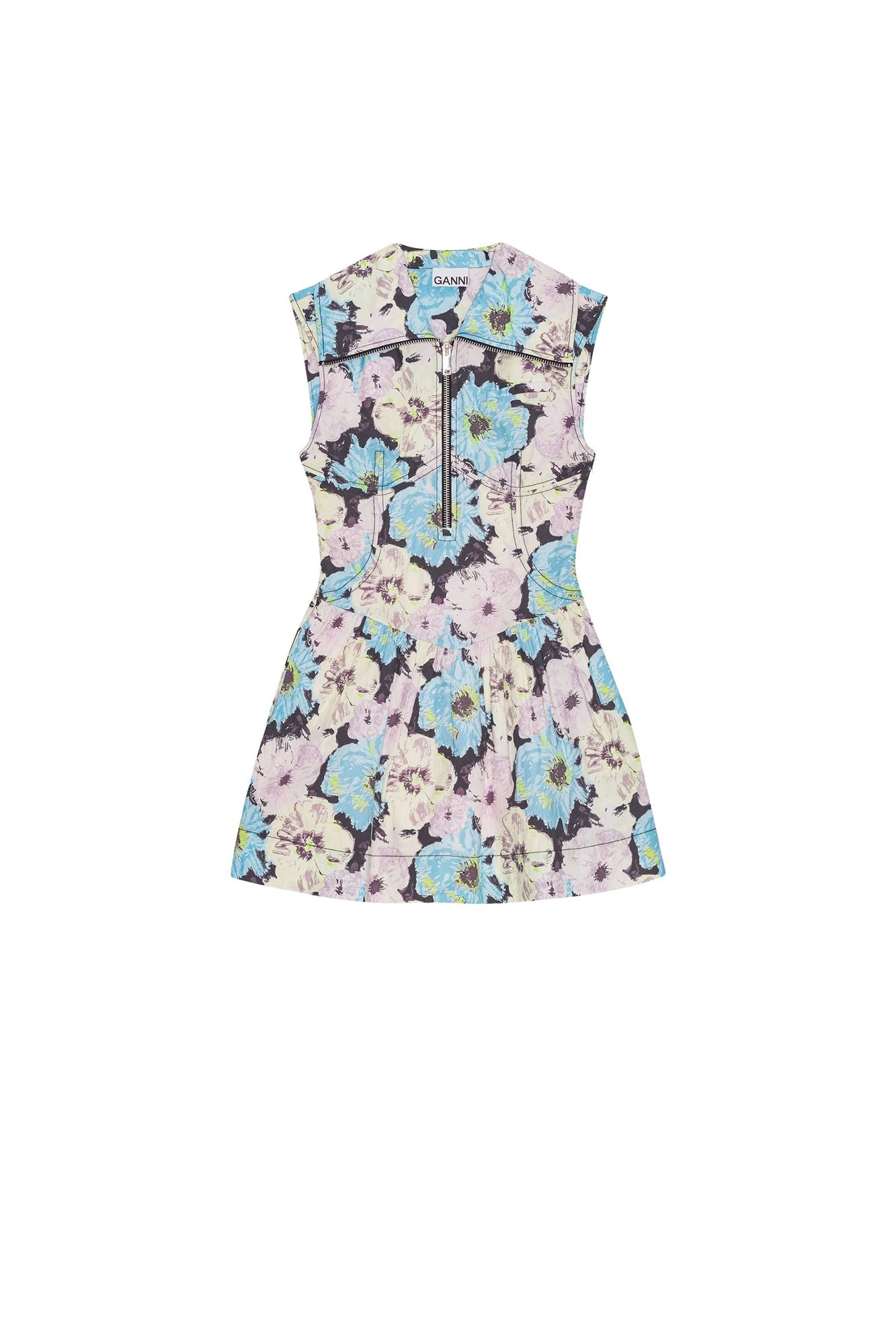 Robe courte à imprimé floral en coton - Multicolour
