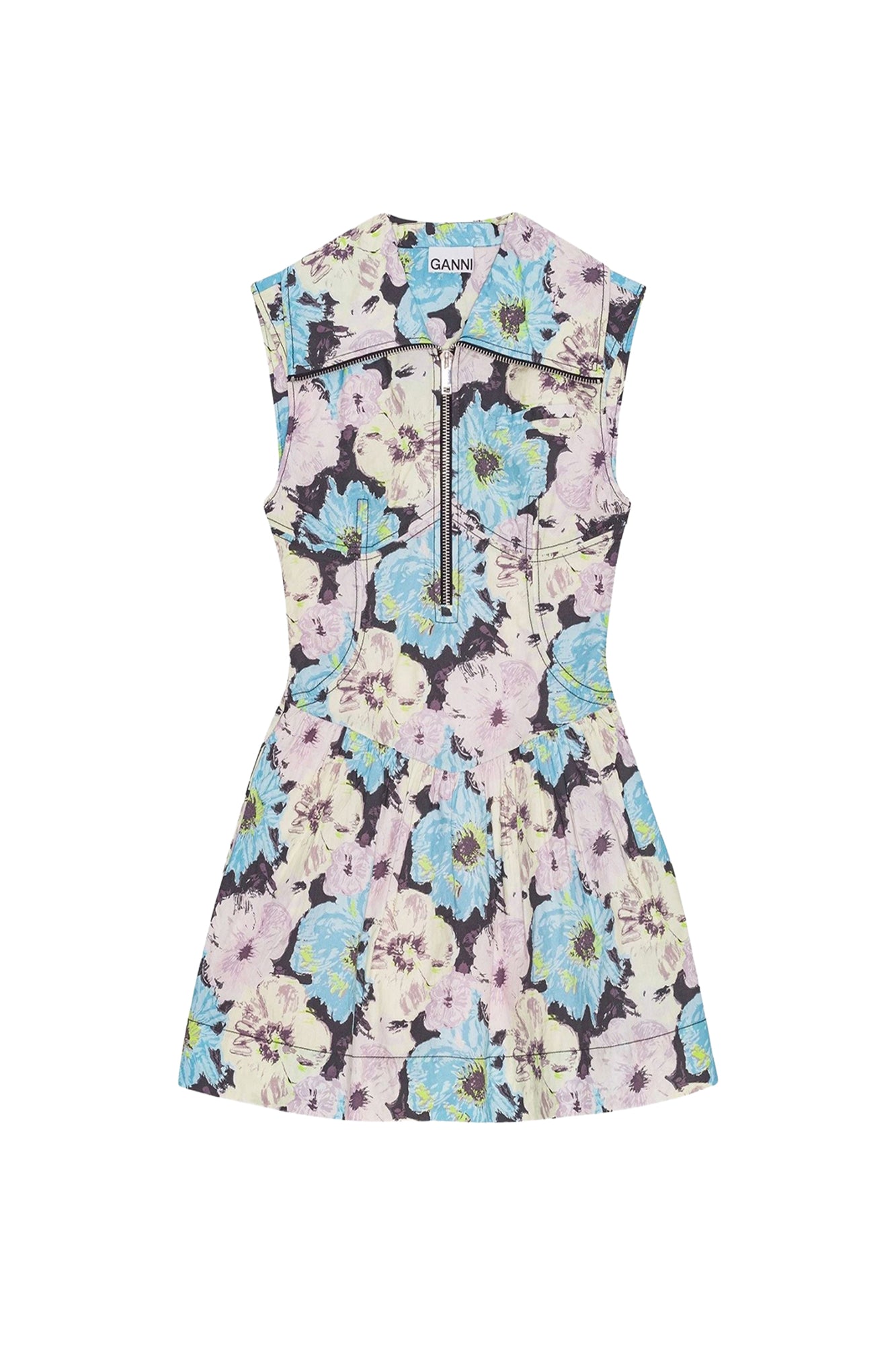 Cotton floral print short dress - Multicolour